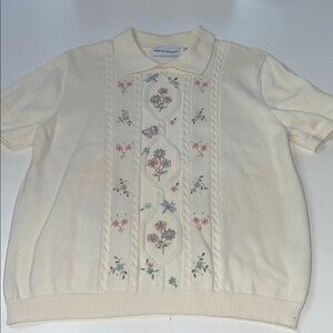 Vintage Alfred Dunner grandma cottage core embroidered sweater medium